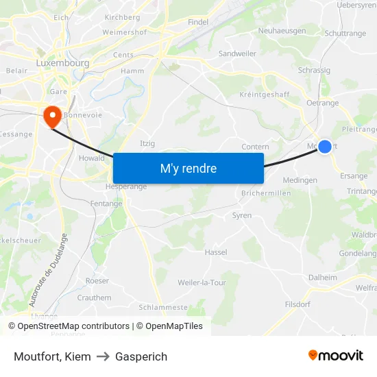 Moutfort, Kiem to Gasperich map