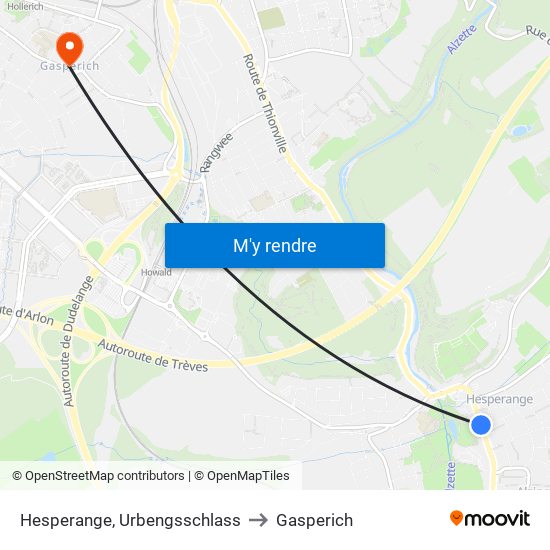 Hesperange, Urbengsschlass to Gasperich map