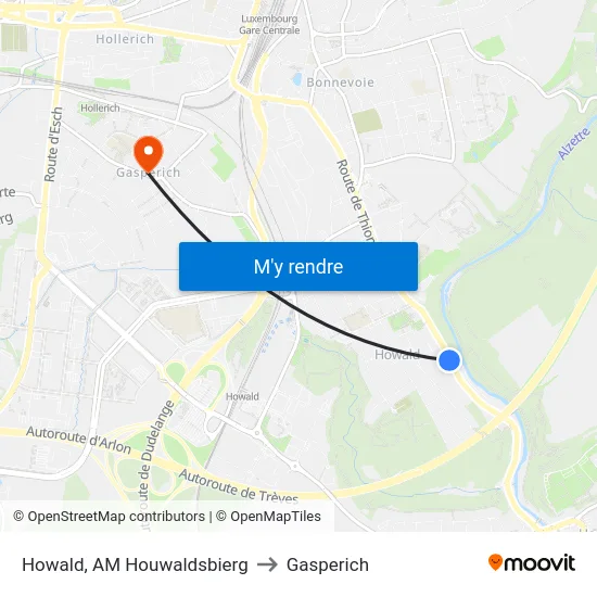 Howald, AM Houwaldsbierg to Gasperich map