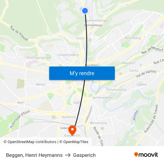 Beggen, Henri Heymanns to Gasperich map