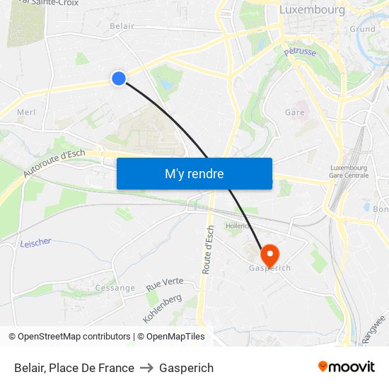 Belair, Place De France to Gasperich map