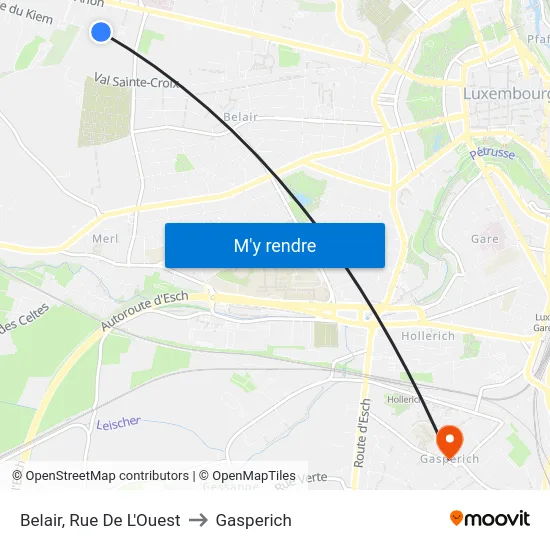Belair, Rue De L'Ouest to Gasperich map