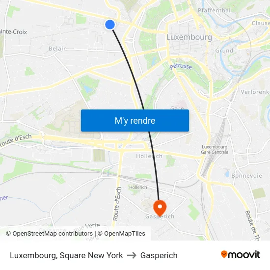 Luxembourg, Square New York to Gasperich map