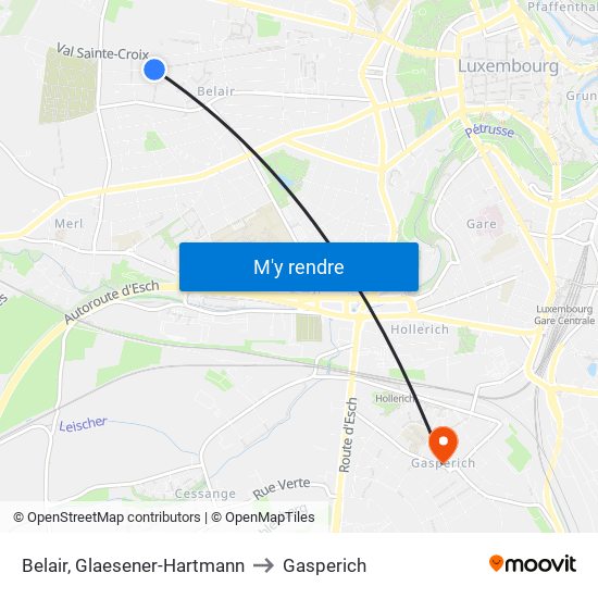 Belair, Glaesener-Hartmann to Gasperich map