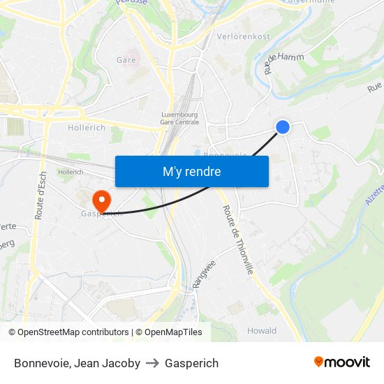 Bonnevoie, Jean Jacoby to Gasperich map