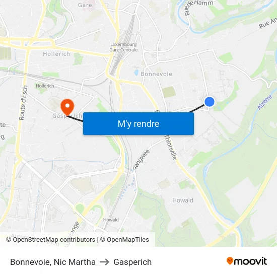 Bonnevoie, Nic Martha to Gasperich map