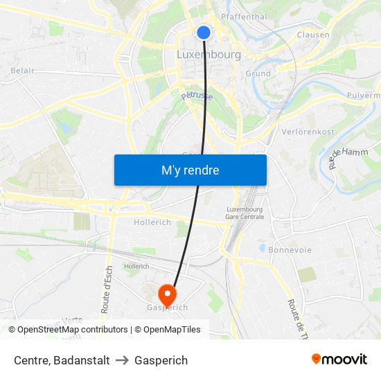 Centre, Badanstalt to Gasperich map