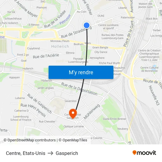 Centre, Etats-Unis to Gasperich map