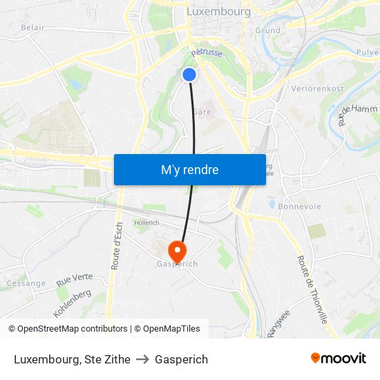 Luxembourg, Ste Zithe to Gasperich map