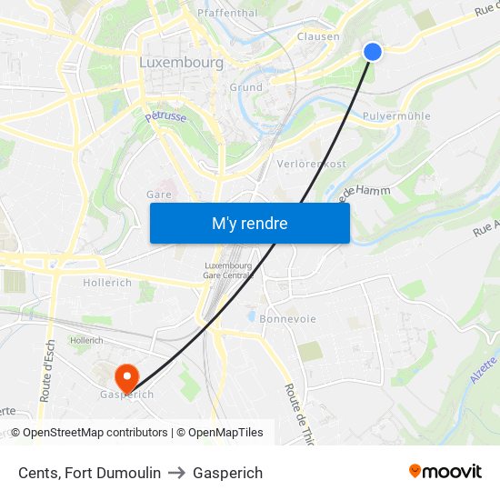 Cents, Fort Dumoulin to Gasperich map