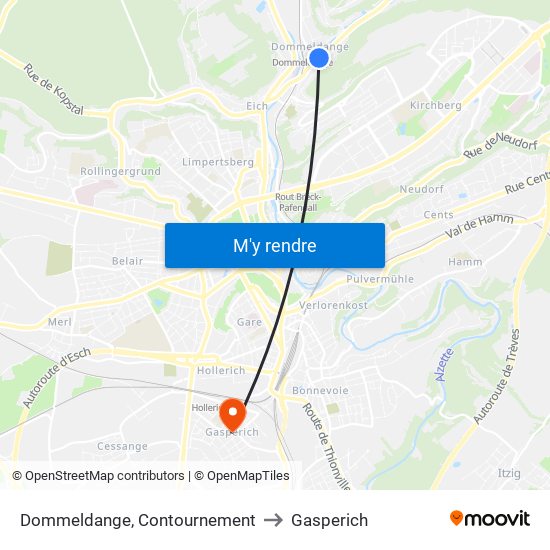 Dommeldange, Contournement to Gasperich map