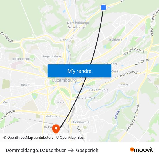 Dommeldange, Dauschbuer to Gasperich map