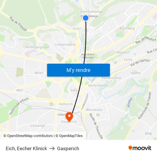 Eich, Eecher Klinick to Gasperich map