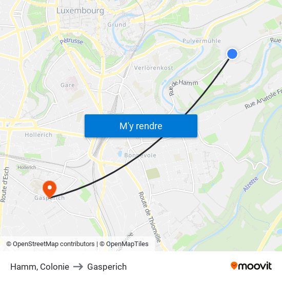 Hamm, Colonie to Gasperich map