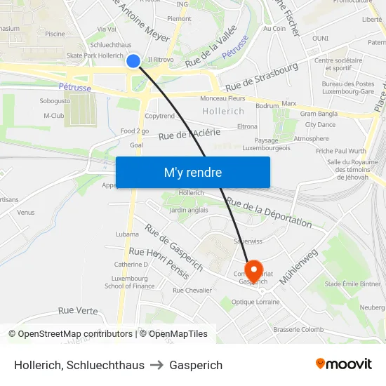 Hollerich, Schluechthaus to Gasperich map