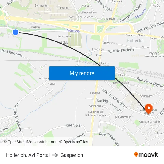 Hollerich, Avl Portal to Gasperich map
