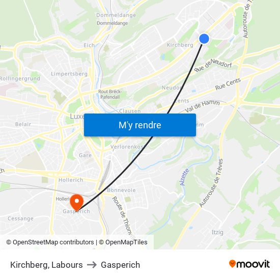 Kirchberg, Labours to Gasperich map