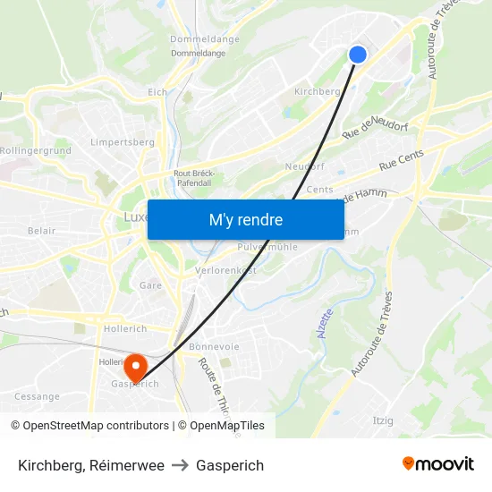 Kirchberg, Réimerwee to Gasperich map