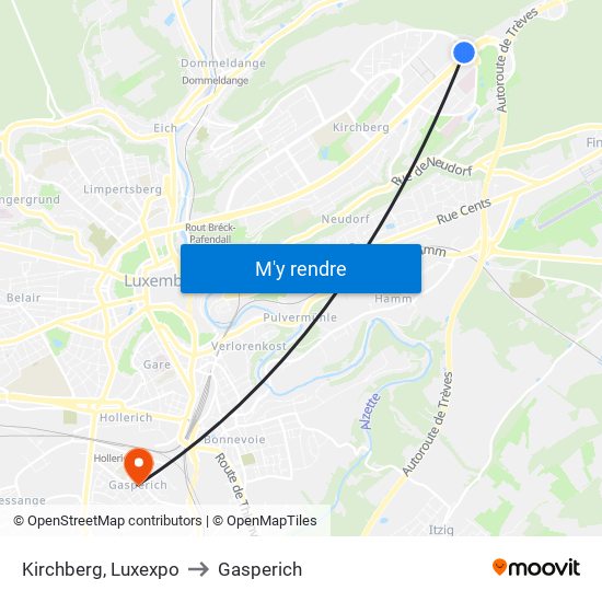 Kirchberg, Luxexpo to Gasperich map