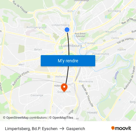 Limpertsberg, Bd.P. Eyschen to Gasperich map