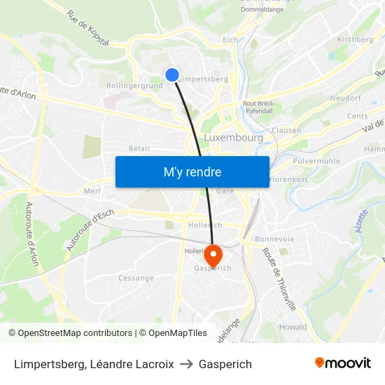 Limpertsberg, Léandre Lacroix to Gasperich map