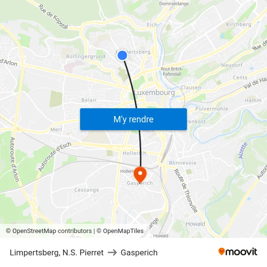 Limpertsberg, N.S. Pierret to Gasperich map