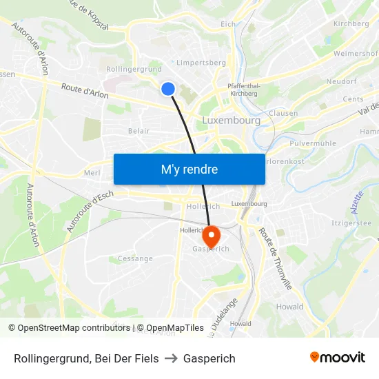 Rollingergrund, Bei Der Fiels to Gasperich map