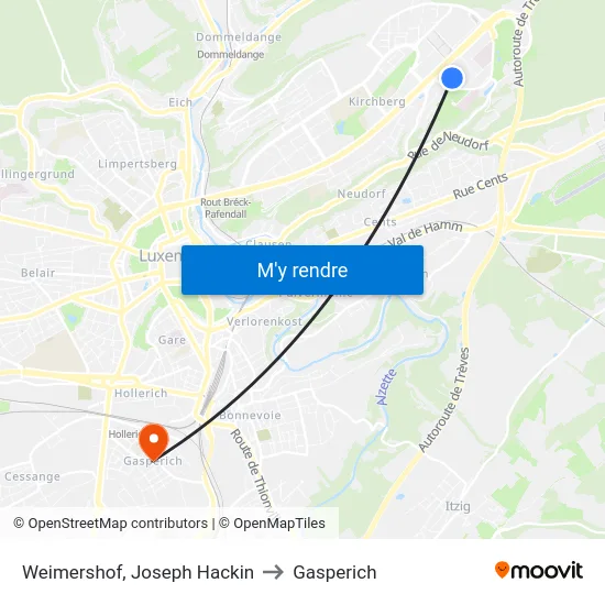 Weimershof, Joseph Hackin to Gasperich map