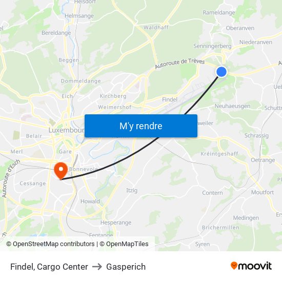 Findel, Cargo Center to Gasperich map