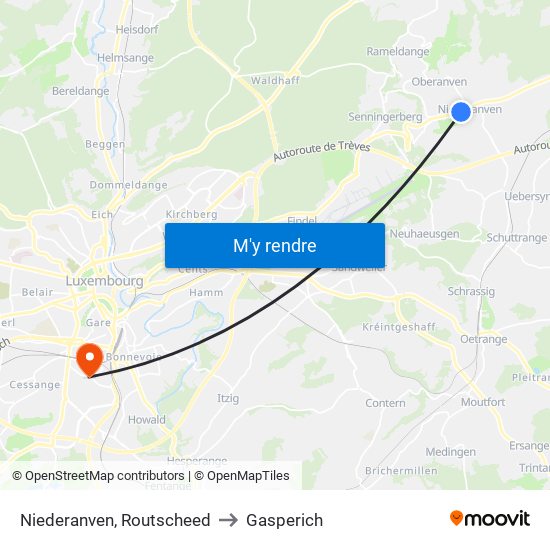 Niederanven, Routscheed to Gasperich map