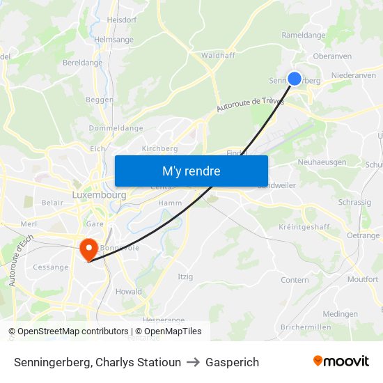 Senningerberg, Charlys Statioun to Gasperich map