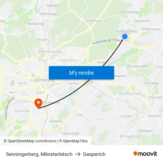Senningerberg, Mënsterbësch to Gasperich map