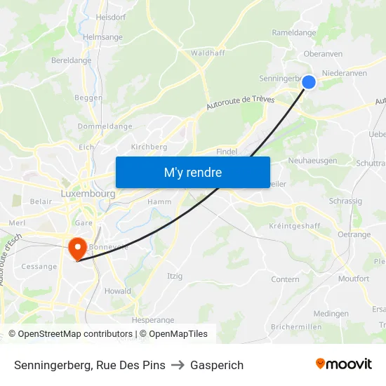 Senningerberg, Rue Des Pins to Gasperich map