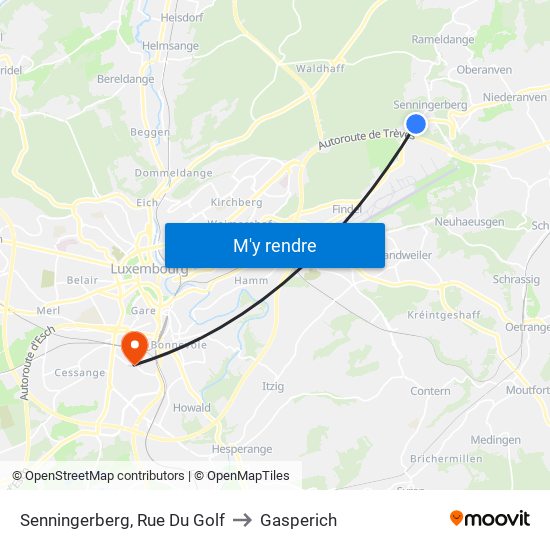 Senningerberg, Rue Du Golf to Gasperich map