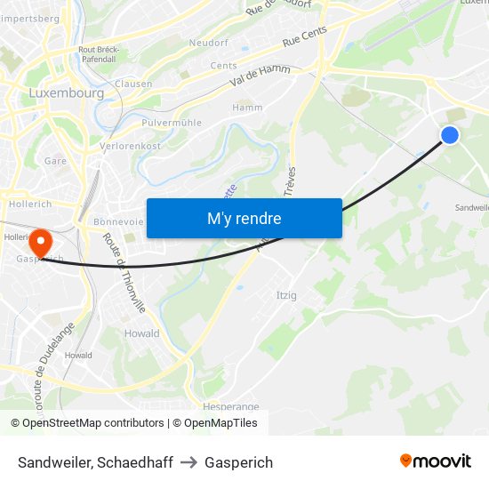 Sandweiler, Schaedhaff to Gasperich map