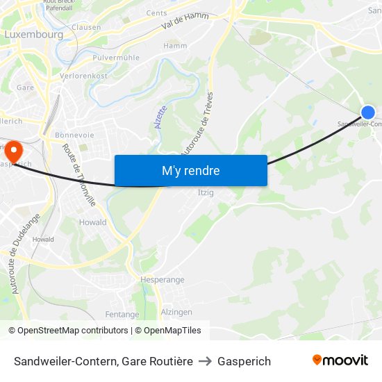 Sandweiler-Contern, Gare Routière to Gasperich map