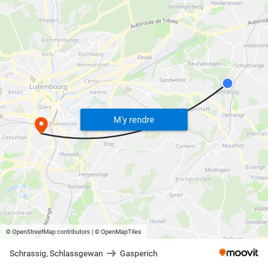 Schrassig, Schlassgewan to Gasperich map