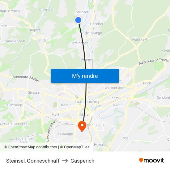 Steinsel, Gonneschhaff to Gasperich map