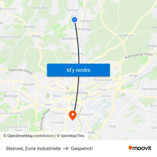 Steinsel, Zone Industrielle to Gasperich map
