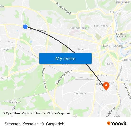 Strassen, Kesseler to Gasperich map
