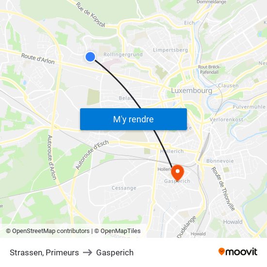 Strassen, Primeurs to Gasperich map