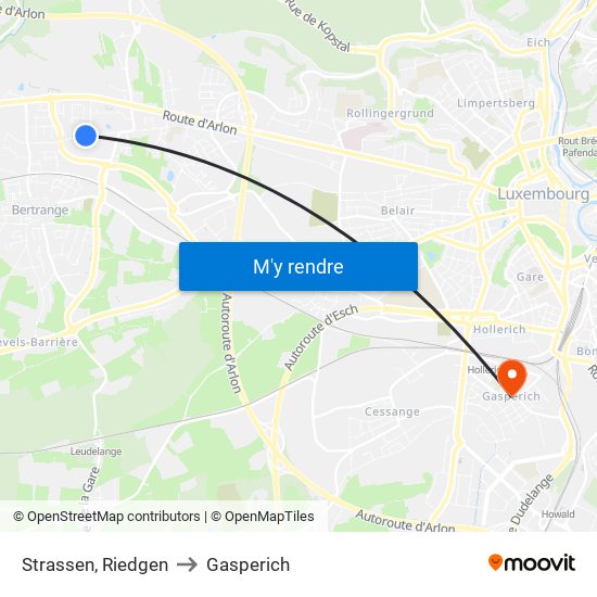 Strassen, Riedgen to Gasperich map