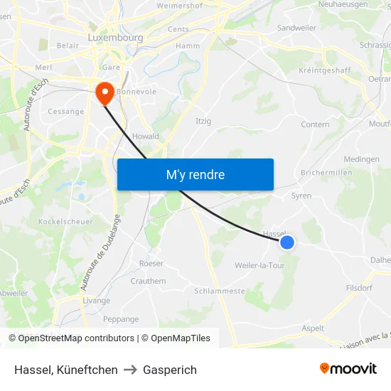 Hassel, Küneftchen to Gasperich map