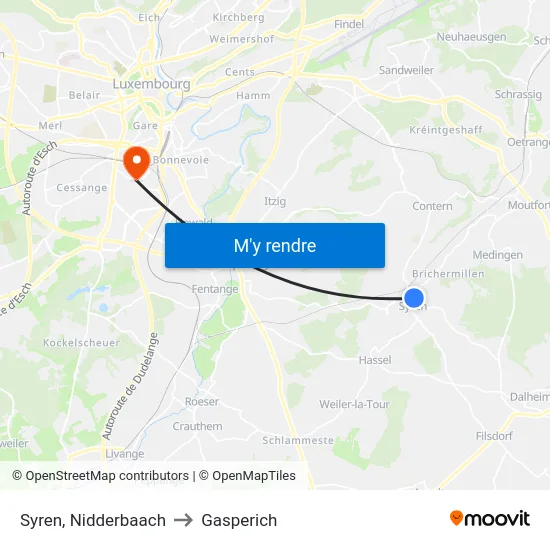 Syren, Nidderbaach to Gasperich map