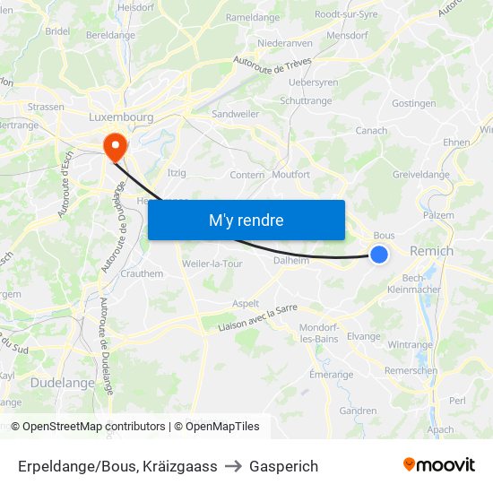 Erpeldange/Bous, Kräizgaass to Gasperich map