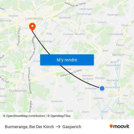 Burmerange, Bei Der Kiirch to Gasperich map