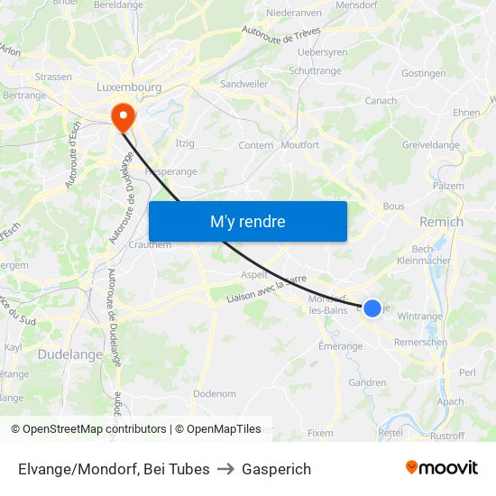 Elvange/Mondorf, Bei Tubes to Gasperich map