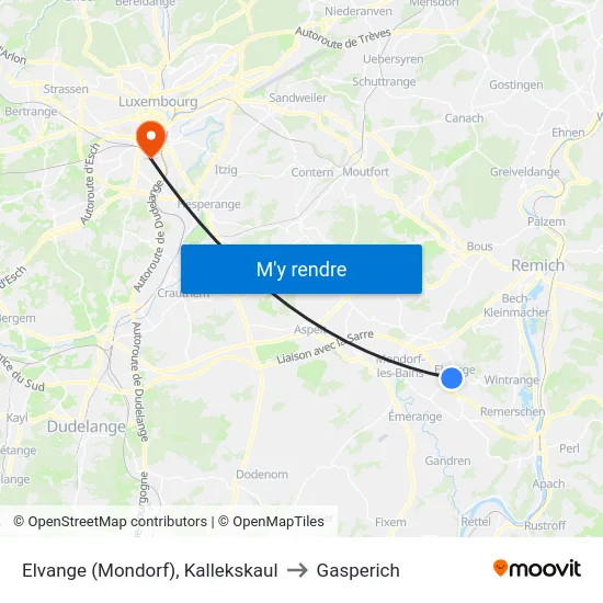 Elvange (Mondorf), Kallekskaul to Gasperich map