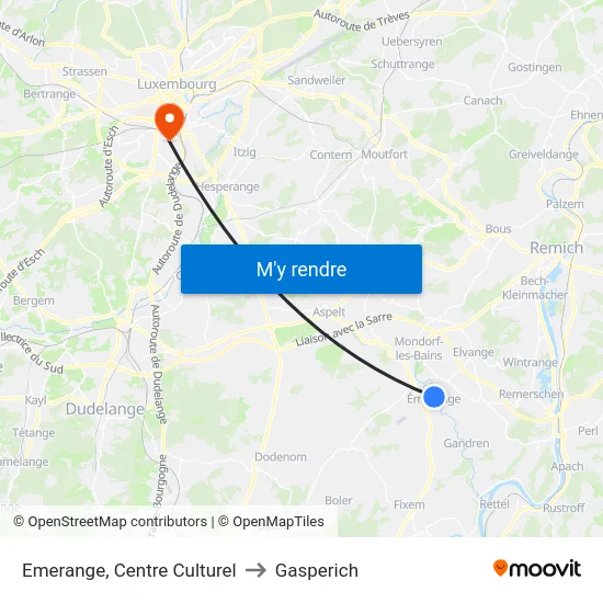 Emerange, Centre Culturel to Gasperich map