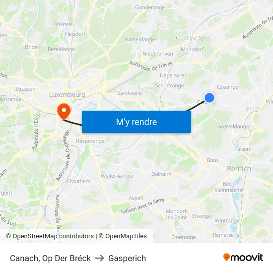 Canach, Op Der Bréck to Gasperich map